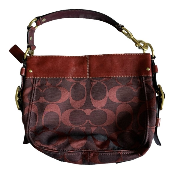 Coach Large Zoe Aubergine Signature Print Shoulder Bag - Picture 4 of 10